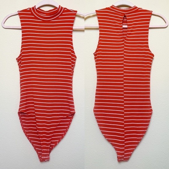 Forever 21 Ribbed Striped Mock Neck Bodysuit - Picture 2 of 4